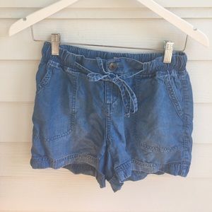 Soft Denim Tie Shorts